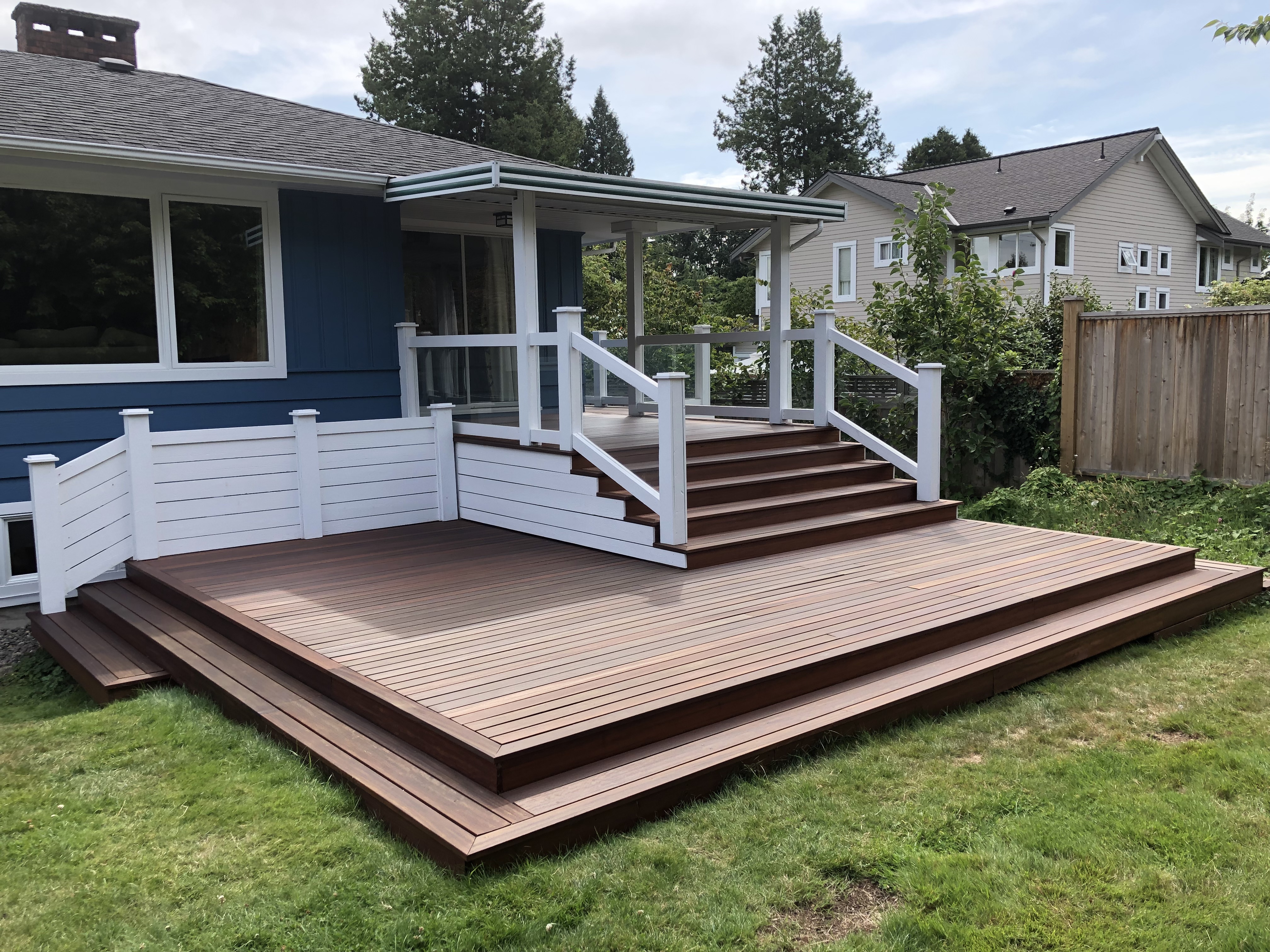 Split level custom designed sun deck - Project | Maderaworx Deck Designs For Split Level Homes